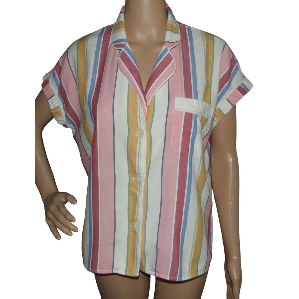 Madewell Button Down Pajama Top Womens Small striped Lonnie Lounge Shirt